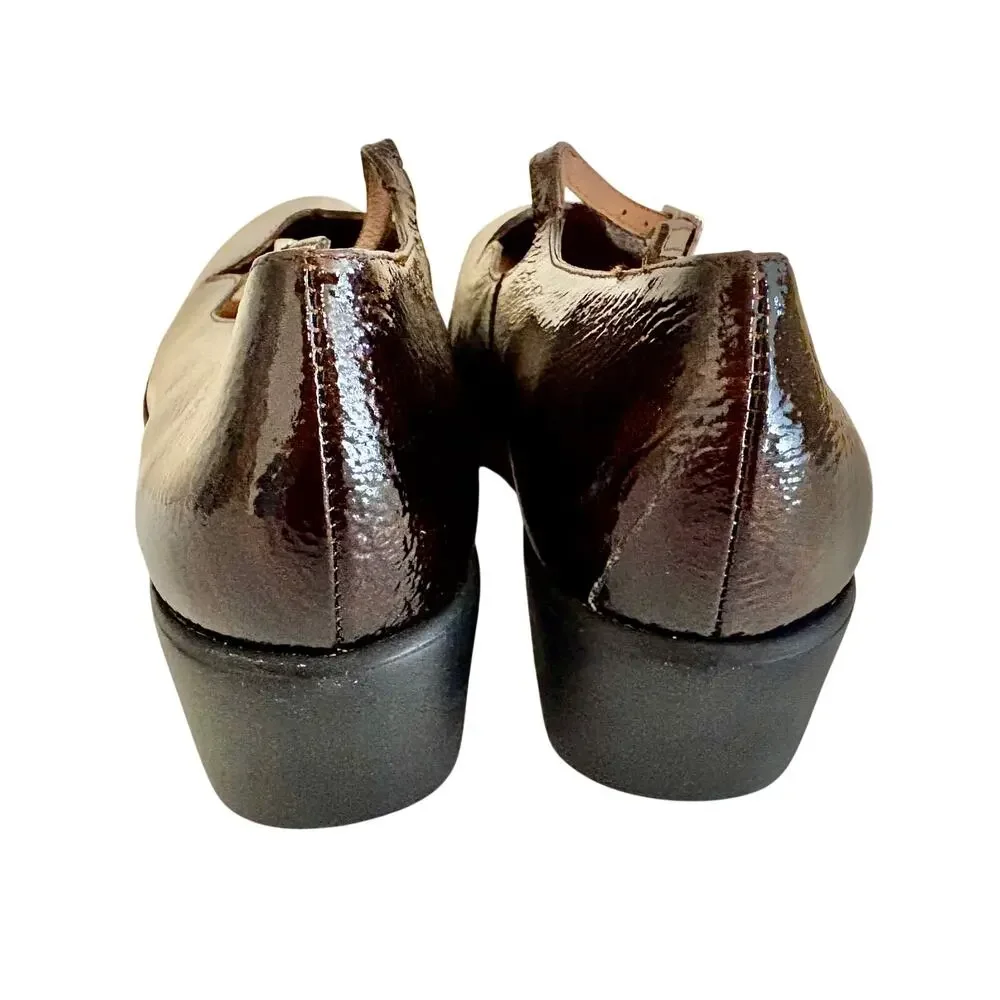 NWT Wonders Spain Sevilla Tortoise Scalloped Patent Leather Mary Jane Wedge